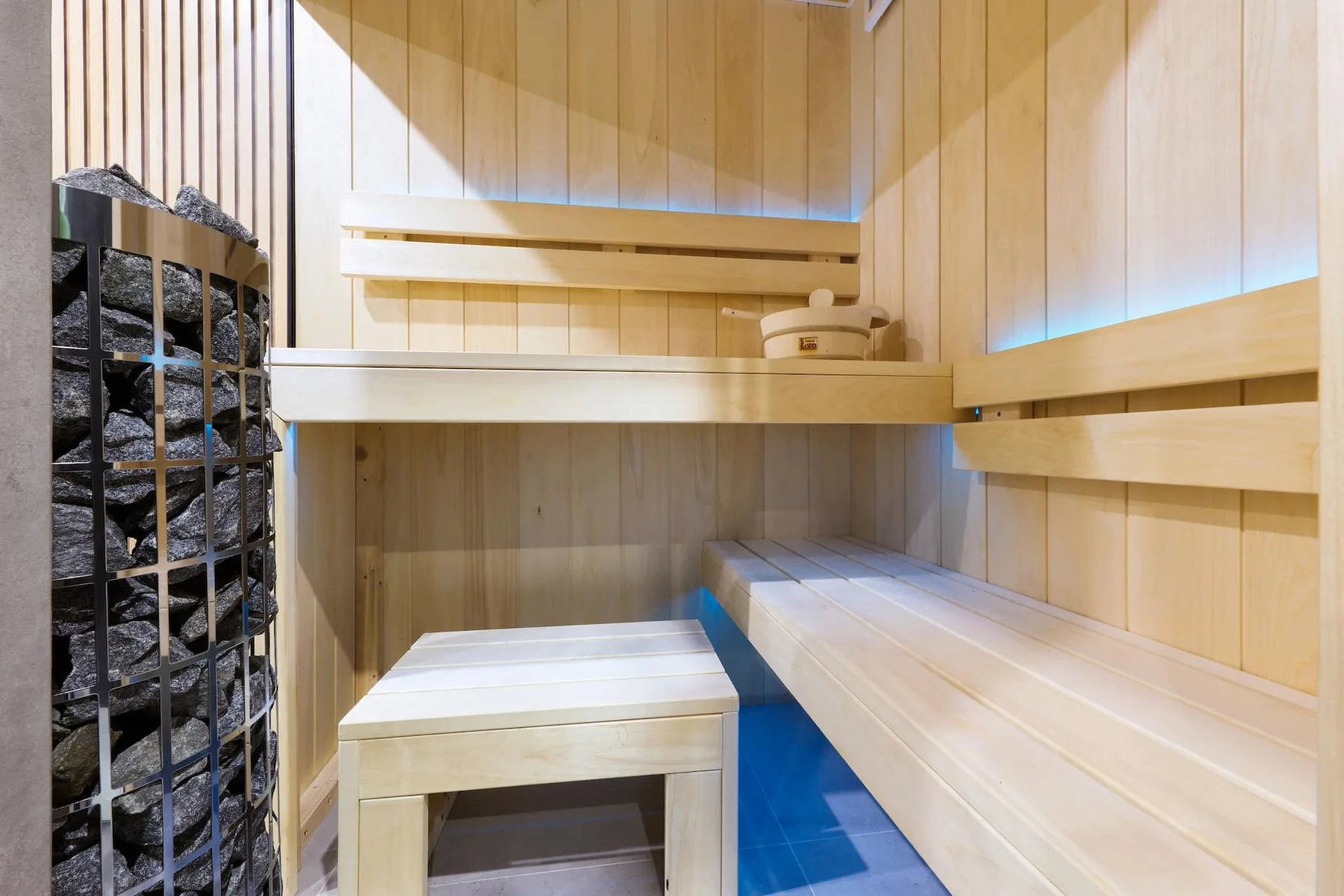 Finnish sauna interior at Villa Wola